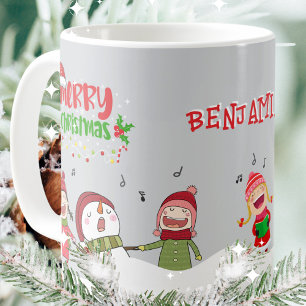 Singing Children Snowman Merry Christmas Coffee Mug