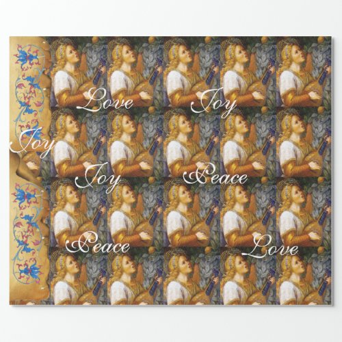 SINGING CHRISTMAS ANGEL JOY PEACE LOVE PARCHMENT WRAPPING PAPER