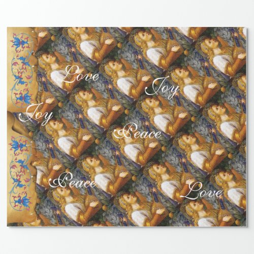 SINGING CHRISTMAS ANGEL JOY PEACE LOVE PARCHMENT WRAPPING PAPER