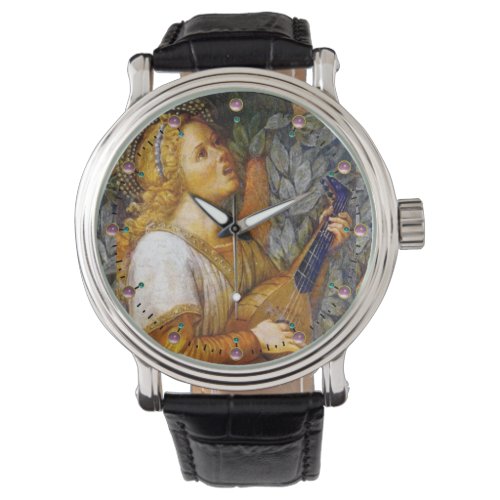 SINGING CHRISTMAS ANGEL MAKING MUSIC PINK GEMS WATCH