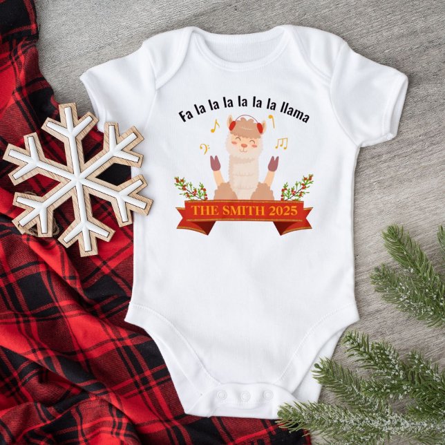 Singing Christmas Llama Family Matching Baby Bodysuit (Creator Uploaded)