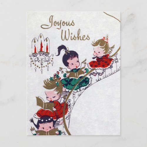 Singing Christmas retro Vintage Angels postcard