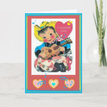 Singing Cowboy Retro Valentine's Day Card