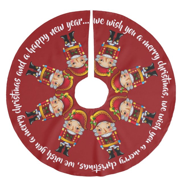 Singing Crimson Nutcrackers Brushed Polyester Tree Skirt (Front)