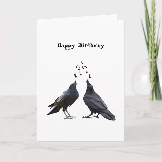 Singing Crows Birthday Card (Front)
