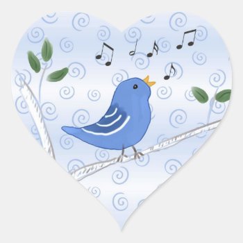 Singing Cute Bluebird Stickers by sfcount at Zazzle