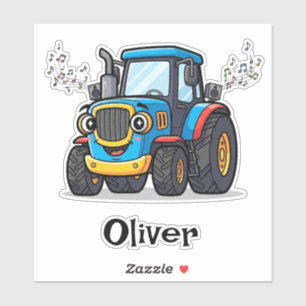 Singing Cute Musical Blue Tractor Sticker