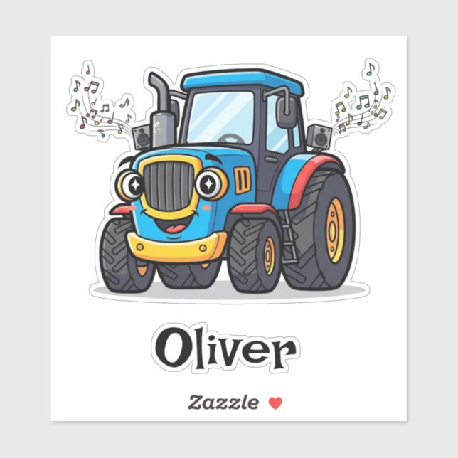 Singing Cute Musical Blue Tractor Sticker (Sheet)