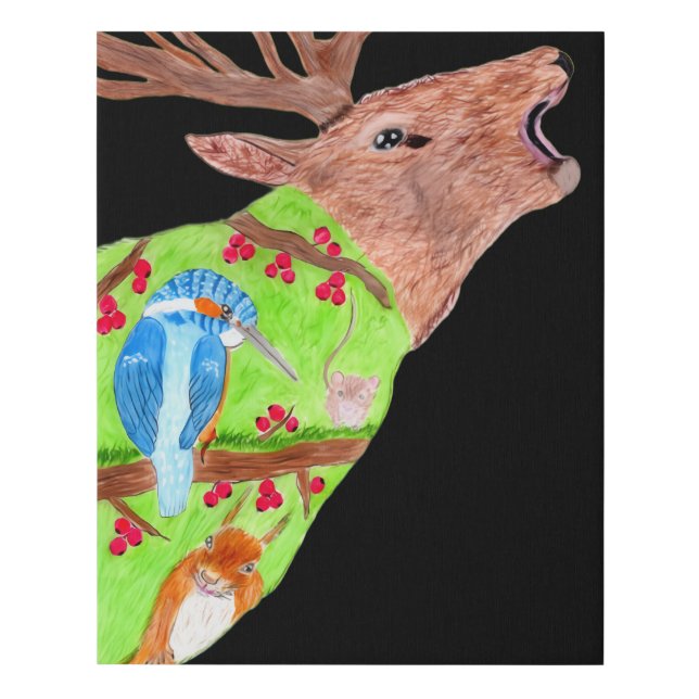 Singing Dear with nature inside of it  Faux Canvas Print (Front)