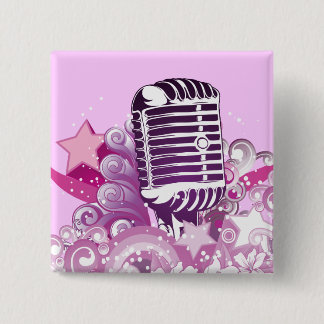 singing diva vintage microphone vector button