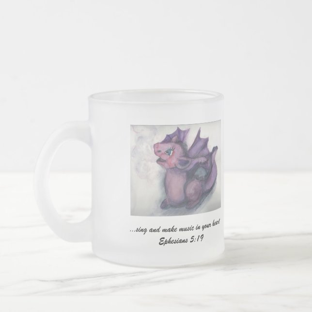 Singing Dragon Frosted Glass Coffee Mug (Left)