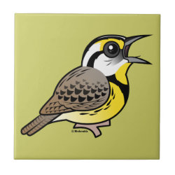 Eastern Meadowlark (singing) Small Ceremic Tile (4.25