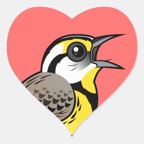 Singing Eastern Meadowlark Heart Sticker