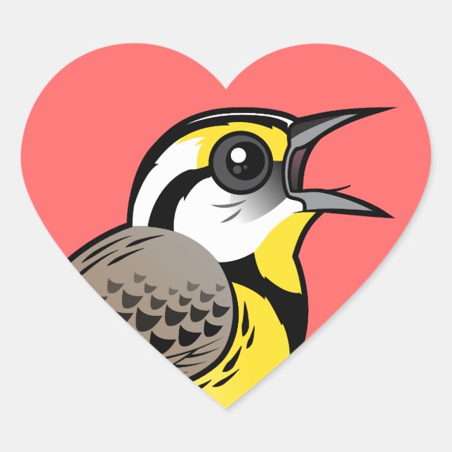 Singing Eastern Meadowlark Heart Sticker (Front)