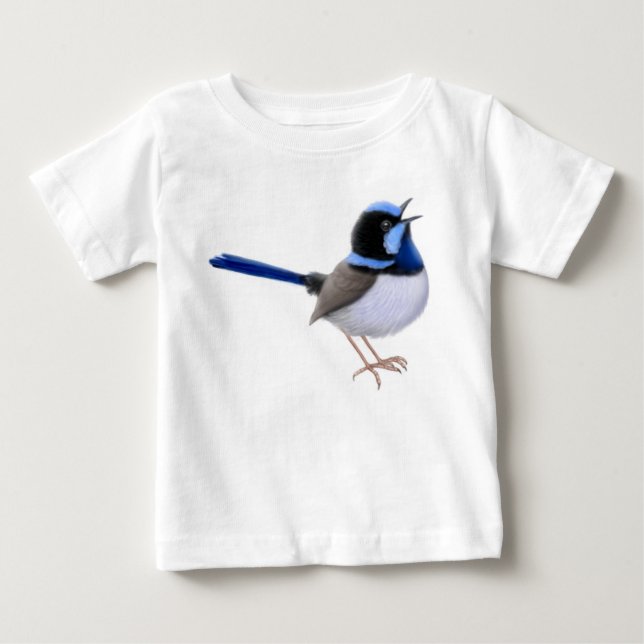 Singing Fairy Wren Bird Baby Jersey Shirt (Front)
