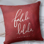 Singing Falala Modern Stars Christmas Throw Pillow<br><div class="desc">Design is falalalala written in playful cursive handwriting. Add family name.</div>