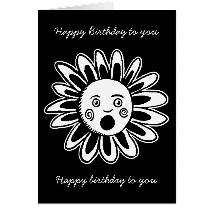 Singing Flower   Happy Birthday Song   Black Greeting Card