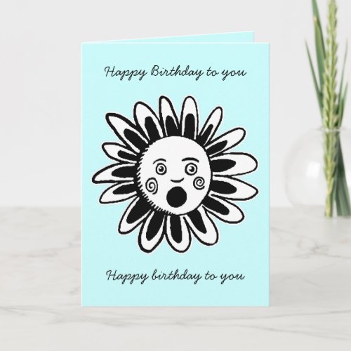 Singing Flower _ Happy Birthday Song _ Pale Blue Card