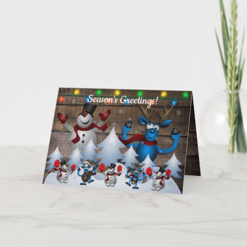Singing Frosty The Snowman And Reindeers Card