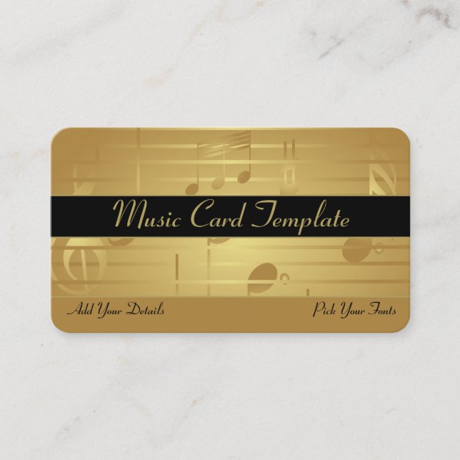 Singing Gold Music Notes Business Cards (Front)