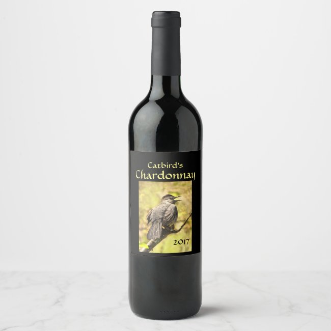 Singing Gray Catbird Animal Nature Wine Label