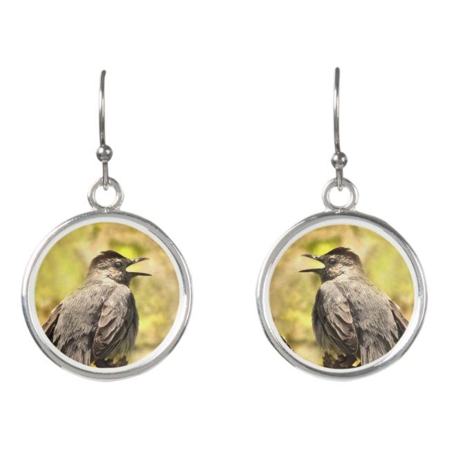 Singing Gray Catbird Necklace Earrings