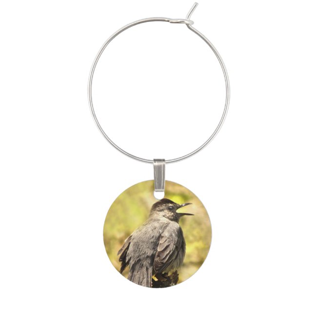 Singing Gray Catbird Wine Charm