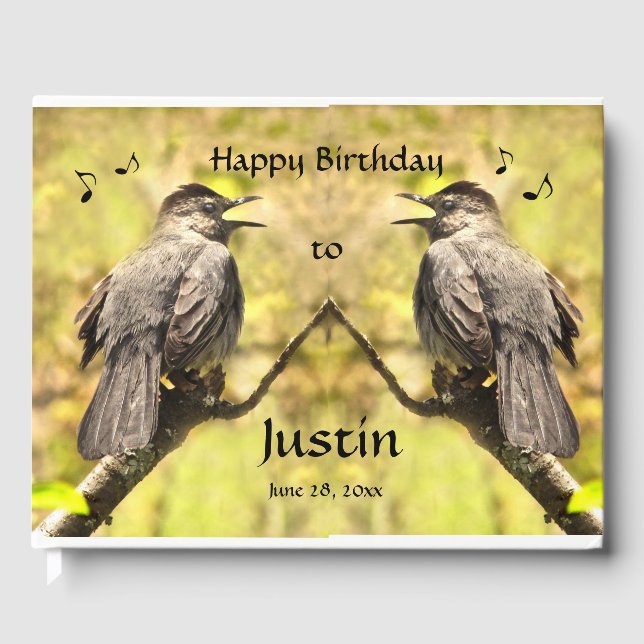 Singing Gray Catbirds Birthday Party Guest Book (Front)