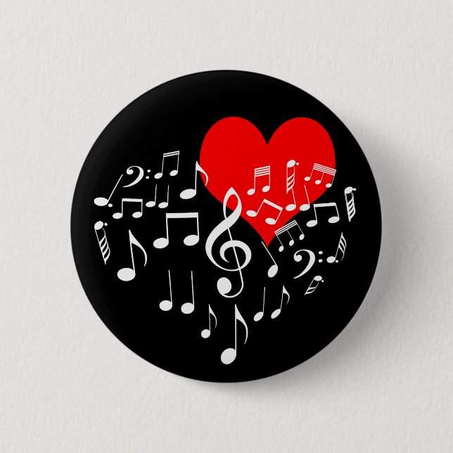 Singing Heart one-of-a-kind romantic black Button (Front)