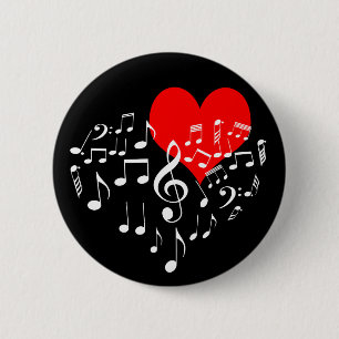 Singing Heart one-of-a-kind romantic black Button