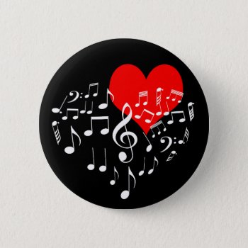 Singing Heart One-of-a-kind Romantic Black Button by DigitalSolutions2u at Zazzle