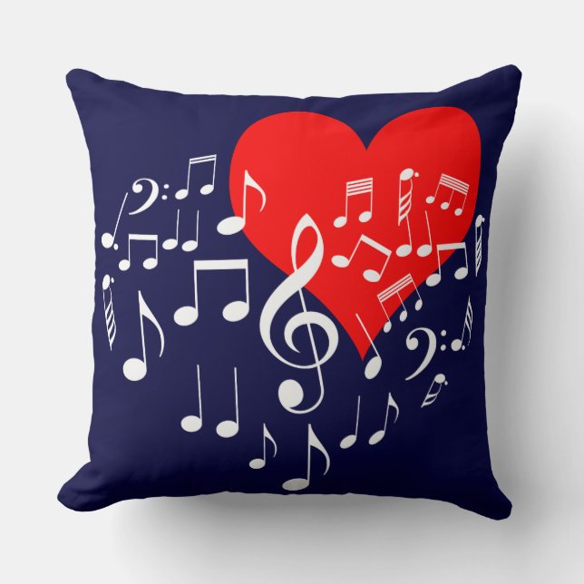 Singing Heart one-of-a-kind Throw Pillow (Front)