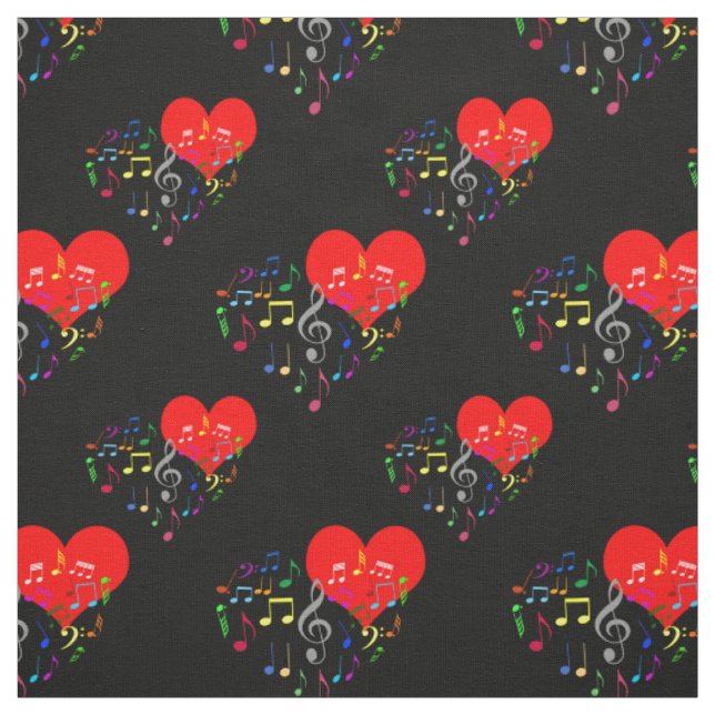 Singing Heart Pattern. Color Notes, Black Backdrop (Swatch)