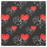 Singing Heart Pattern. White Notes, Black Backdrop