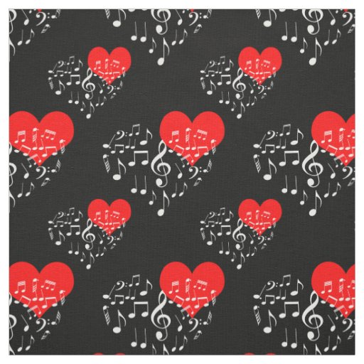 Singing Heart Pattern. White Notes, Black Backdrop