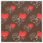 Singing Heart Pattern. White Notes, Brown Backdrop