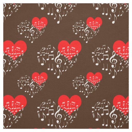 Singing Heart Pattern. White Notes, Brown Backdrop