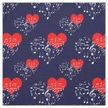 Singing Heart Pattern. White Notes, Navy Backdrop