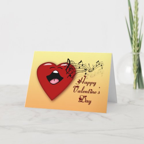 Singing heart Valentine Holiday Card