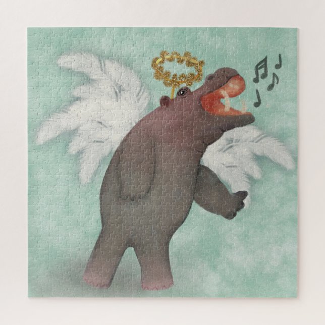 Singing Hippopotamus Christmas Angel  Jigsaw Puzzle (Vertical)