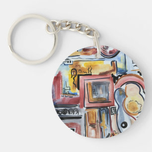 Singing In The Kitchen-Abstract Watercolor Art Keychain