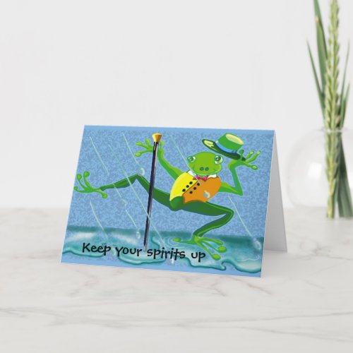 singing in the rain frog_ Keep your spirits up Card