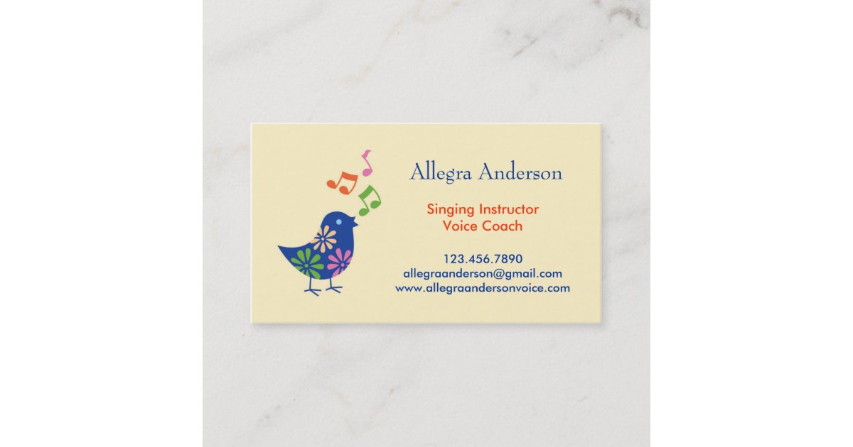 Singing Instructor Business Card Zazzle