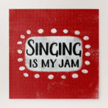 Singing Is My Jam Jigsaw Puzzle<br><div class="desc">"Singing Is My Jam" is a fun text design with a white accent shape surrounded by white whimsical textured dots.</div>