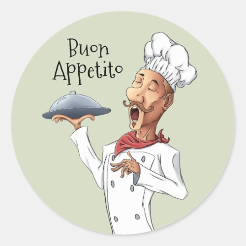 Singing Italian Chef Classic Round Sticker