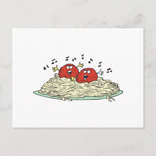 singing meatballs on spaghetti postcard (Front)