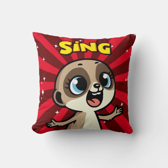 Singing Meerkat Throw Pillow (Front)