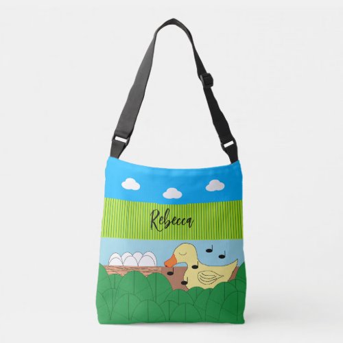 Singing Mother Duck Near Water Crossbody Bag