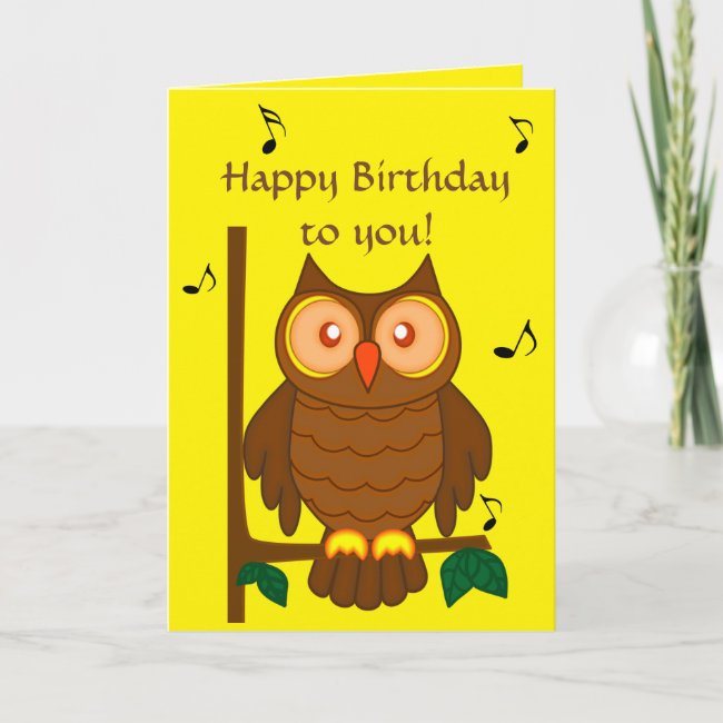 Singing Owl Birthday Card
