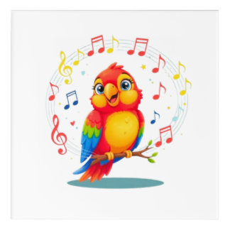**Singing Parrot – Cute Parrot Singing Illustratio Acrylic Print